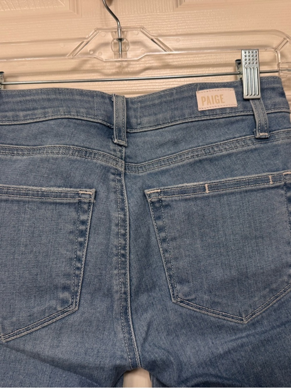 PAIGE Women's Light Blue Distressed Slim Jeans - Picture 4 of 6